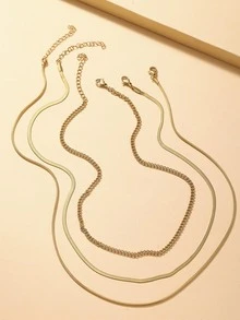 3 piezas Collar de cadena minimalista - Amarillo Oro - Ver 2