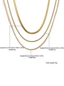 3 piezas Collar de cadena minimalista - Amarillo Oro - Ver 5