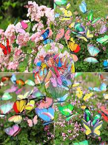 10pcs Glow In The Dark Random Color Decorative Garden Stake, Butterfly Garden Decoration For Household - Multicolor - View 5