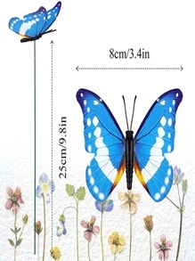 10pcs Glow In The Dark Random Color Decorative Garden Stake, Butterfly Garden Decoration For Household - Multicolor - View 2