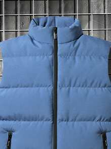 Manfinity Homme Men Plus Zip Up Puffer Vest Coat - Dusty Blue - View 3