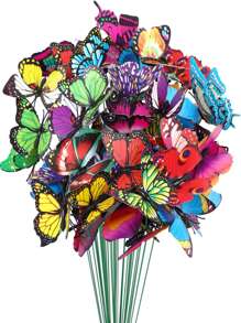 10pcs/20pcs/30pcs Mixed Color Monarch Butterfly Garden Decor Stakes - Multicolor - View 1