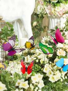10pcs/20pcs/30pcs Mixed Color Monarch Butterfly Garden Decor Stakes - Multicolor - View 4