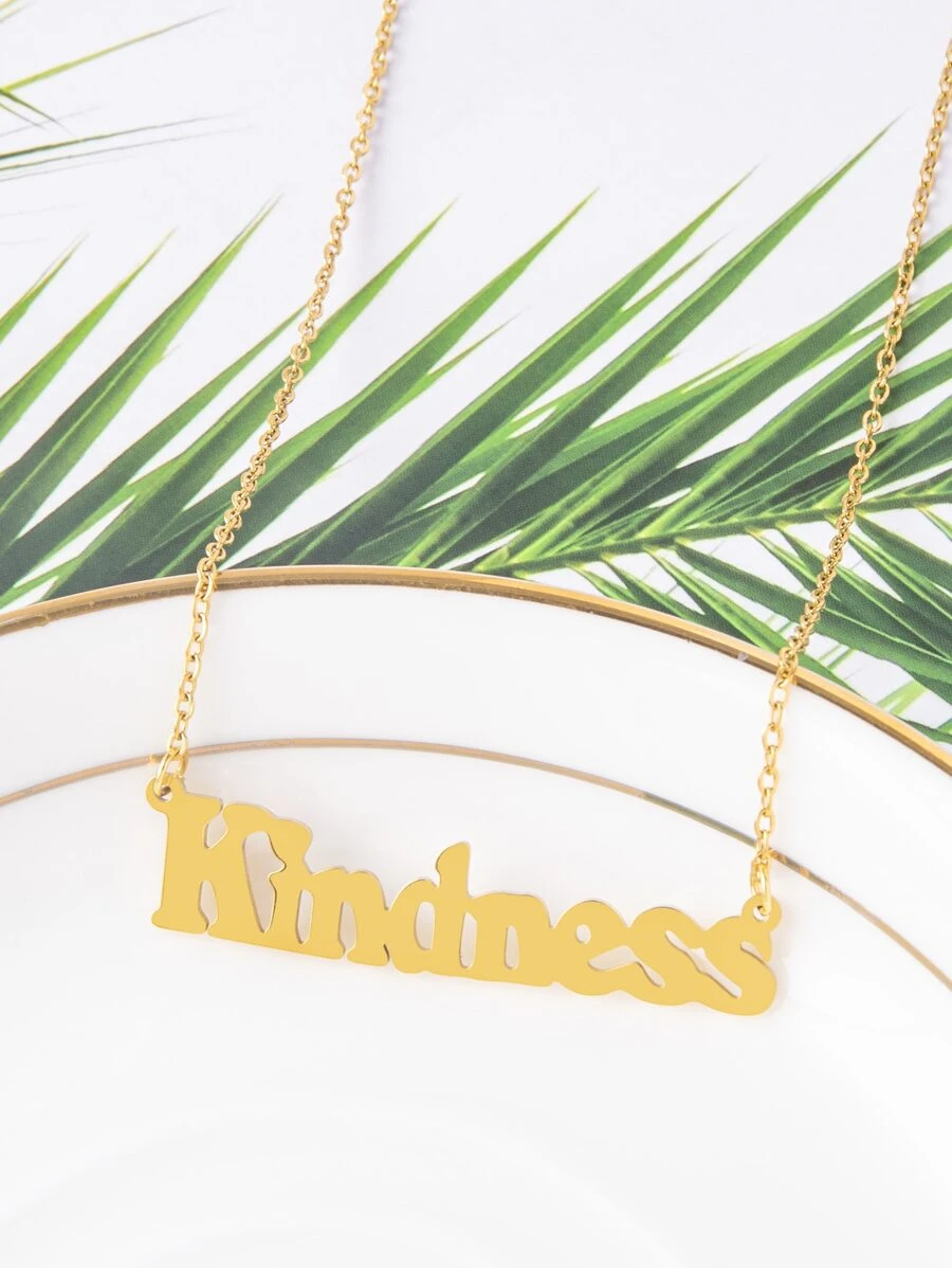 Letter Pendant Necklace - Yellow Gold - View 1