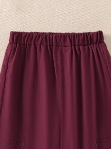 Girls Mock Neck Super Crop Tee & Bandeau & Trousers - Red and White - View 5