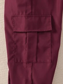 Girls Mock Neck Super Crop Tee & Bandeau & Trousers - Red and White - View 7