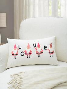 1pc Christmas Santa Claus Embroidery Cushion Cover Without Filler - Multicolor - View 1