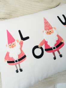 1pc Christmas Santa Claus Embroidery Cushion Cover Without Filler - Multicolor - View 2