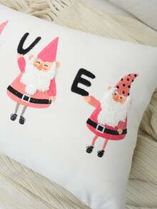 1pc Christmas Santa Claus Embroidery Cushion Cover Without Filler - Multicolor - View 6