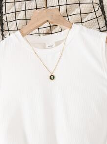 SHEIN 青少年女孩素色背心上衣和印花半身裙 - 黑與白 - 查看 6