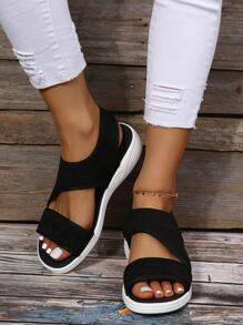 運動黑色運動涼鞋女士露跟運動涼鞋