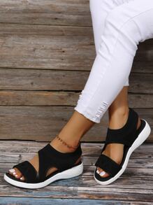 運動黑色運動涼鞋女士露跟運動涼鞋