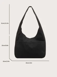Minimalist Hobo Bag - Black - View 5