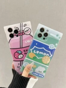 Funda de teléfono de dibujos animados gráfica de 2 piezas para verano - Multicolor - Ver 4