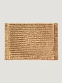 1pc Rectangular Woven Placemat with Boho Tassels - Khaki - View 4