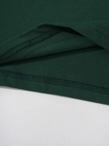 ROMWE MEN Street Life 男士太空人和字母圖案T恤 - 墨綠色 - 查看 4