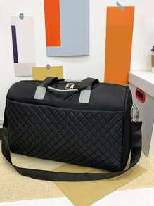 绗缝旅行包，简约黑色旅行运动包，旅行包，夏季沙滩包，度假必备品，夏季度假配件，旅行收纳包，医院包，露营旅行配件，手提箱，过夜包，健身包，周末包，行李包，手提袋，大学包，行李袋，周末包，冬季学校包，学校配件，学校用品 - 黑色 - 查看 2