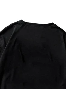 ROMWE MEN Guys Letter Graphic Tee - Black - View 5