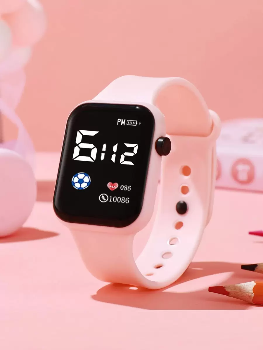 Kids Water Resistant LED Electronic Watch - Pink - View 1