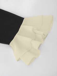 HOMEYEE Tie Neck Flounce Sleeve Bodycon Dress - Black - View 8