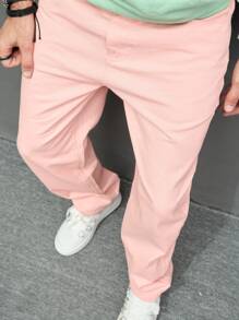 Manfinity Men Slant Pocket Loose Jeans - Baby Pink - View 4
