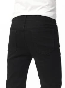 Manfinity Hombres Jeans ajustados unicolor - Negro - Ver 4