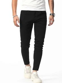 Manfinity Hombres Jeans ajustados unicolor - Negro - Ver 5