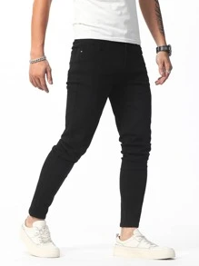 Manfinity Hombres Jeans ajustados unicolor - Negro - Ver 6