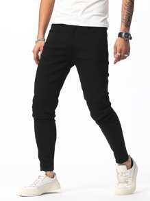 Manfinity Hombres Jeans ajustados unicolor - Negro - Ver 7