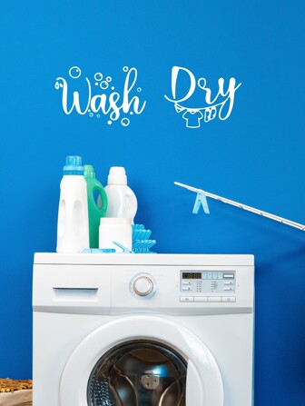 1 Piece, White Laundry Room Slogan Sticker