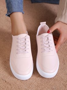 Lace-up Front Skate Shoes - Baby Pink - View 2