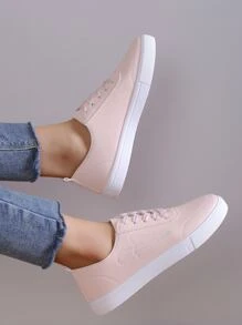 Lace-up Front Skate Shoes - Baby Pink - View 3