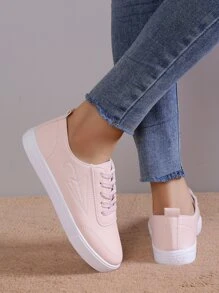 Lace-up Front Skate Shoes - Baby Pink - View 5