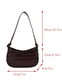 Túi vai In cá sấu Có thể điều chỉnh được Thanh lịch - màu đen - Xem 5