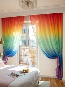 Colorful Single Panel Sheer Curtain