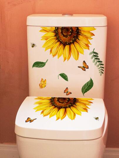 1入組向日葵圖案馬桶蓋貼花