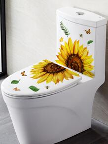 1入組向日葵圖案馬桶蓋貼花