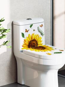 1入組向日葵圖案馬桶蓋貼花