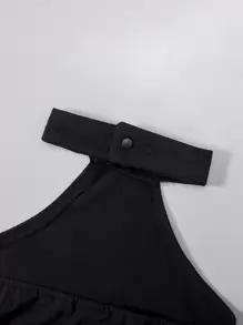 Mono De Tirantes Con Volantes Para Niña Pequeña Y Diadema A Juego - Negro - Ver 4