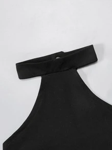 Mono De Tirantes Con Volantes Para Niña Pequeña Y Diadema A Juego - Negro - Ver 5