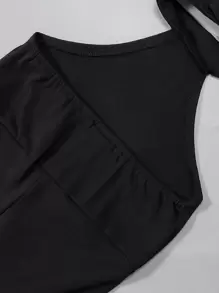 Mono De Tirantes Con Volantes Para Niña Pequeña Y Diadema A Juego - Negro - Ver 6