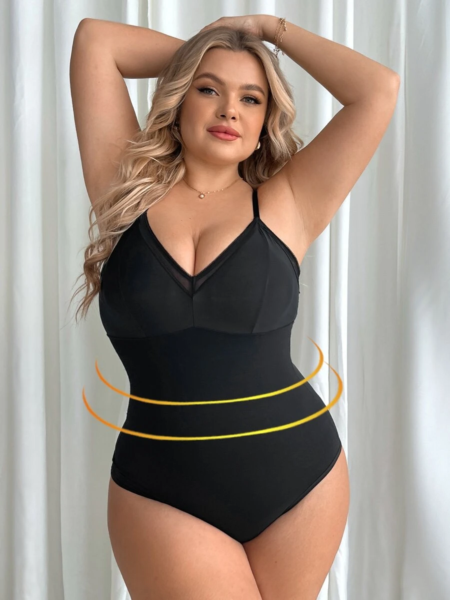 Body fajas de malla en contraste - Negro - Ver 1