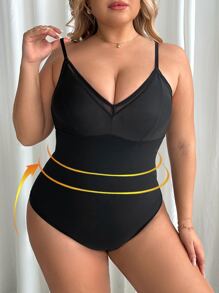 Body fajas de malla en contraste - Negro - Ver 3