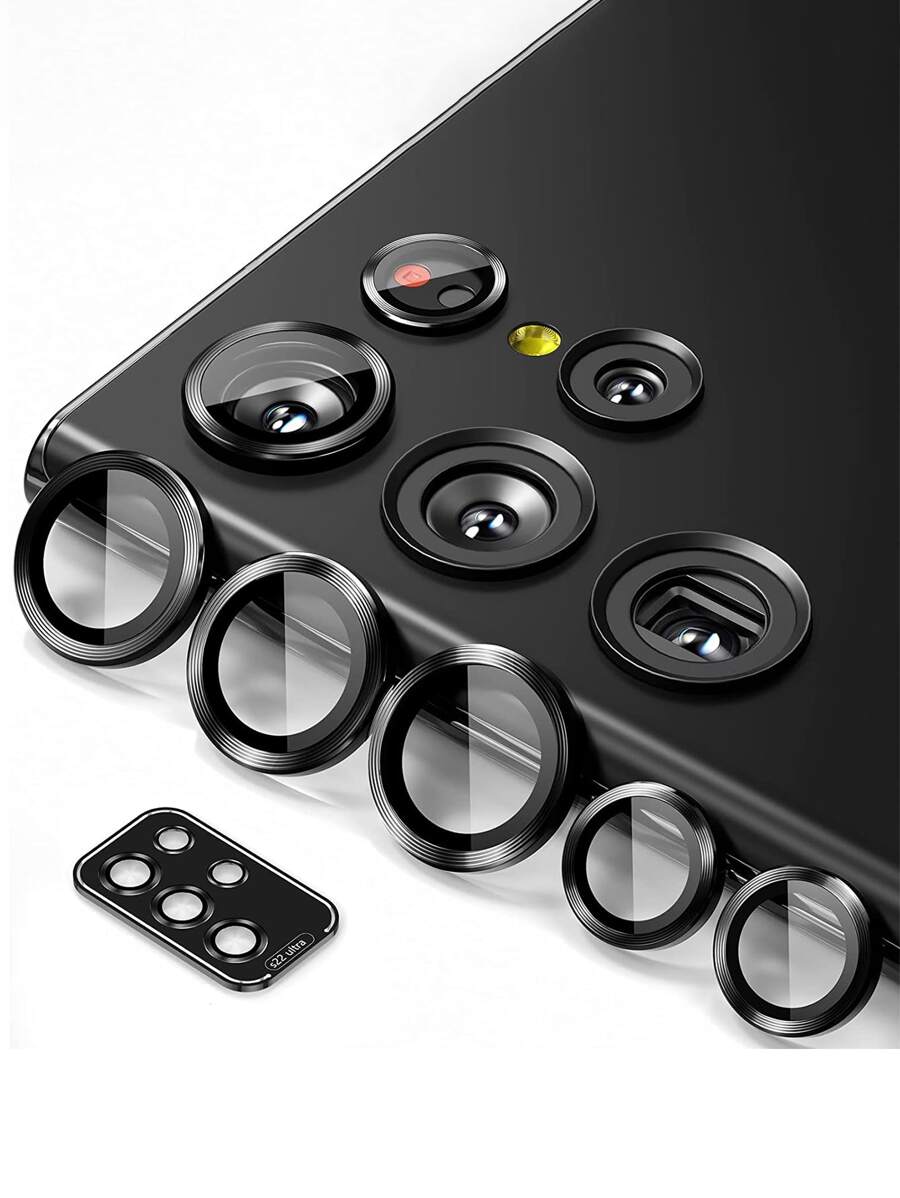 1入組鋼化手機攝像頭保護膜兼容三星 Galaxy S22 Ultra - 黑色 - 查看 1