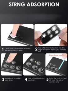 1入組鋼化手機攝像頭保護膜兼容三星 Galaxy S22 Ultra - 黑色 - 查看 5