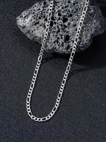 時尚流行男士簡約鏈條項鍊不銹鋼朋克嘻哈風格適合珠寶禮物和時尚外觀 - 銀色 - 查看 1