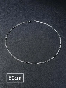 時尚流行男士簡約鏈條項鍊不銹鋼朋克嘻哈風格適合珠寶禮物和時尚外觀 - 銀色 - 查看 3