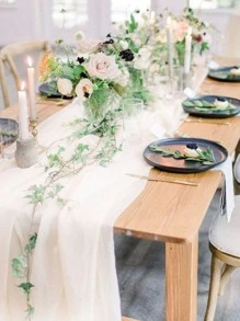 1 Á Hậu Bàn Trắng, Á Hậu Bàn Bếp Polyester Tối Giản Cho Gia Đình - trắng - Xem 2