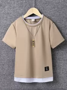 SHEIN Mirajuku 男童夏季休闲撞色拼接T恤