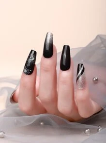 ROMWE Goth 1張月亮和太陽圖案美甲貼紙和1入組指甲銼